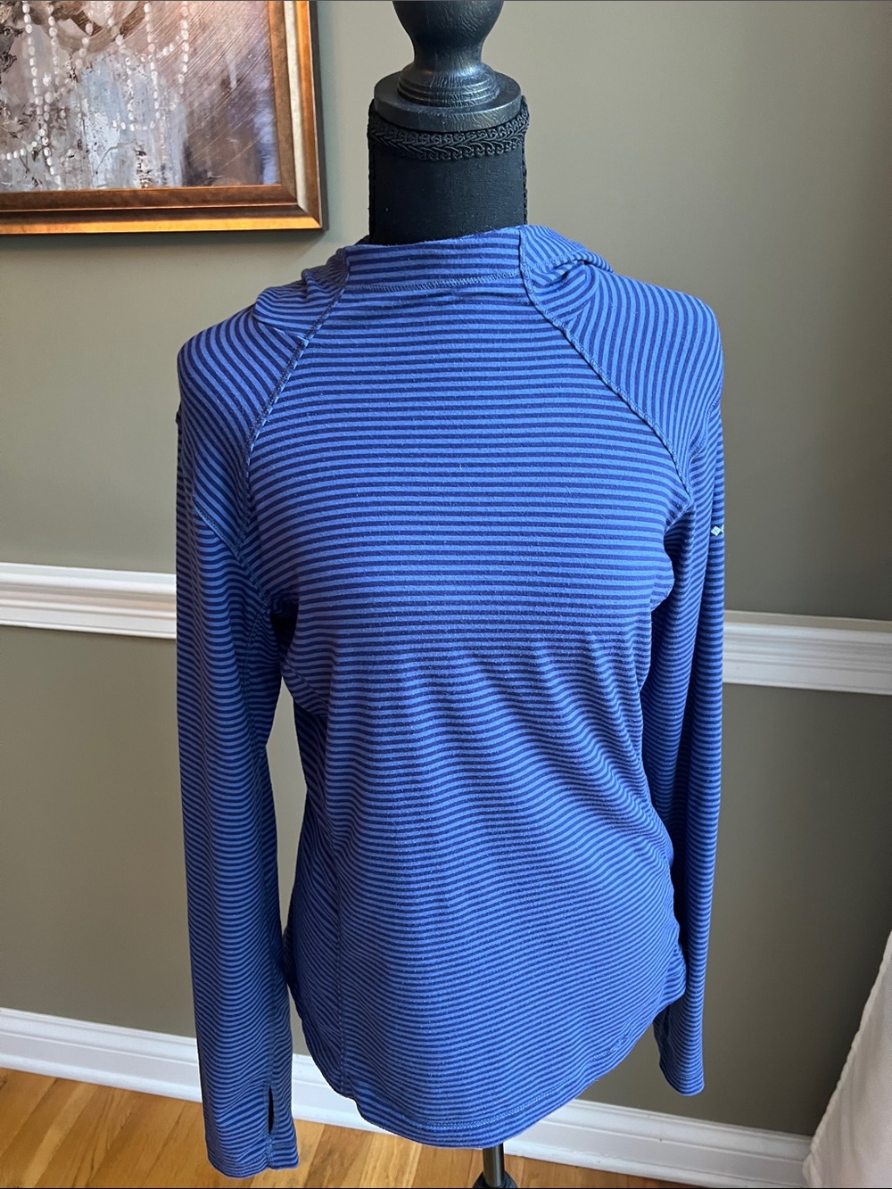 Columbia Women's Navy Striped Omni-Wick Pullover Hoodie Medium